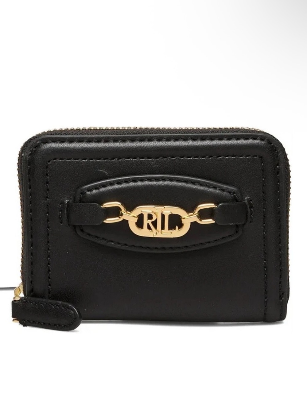 Lauren Ralph Lauren Black Leather Zip Card Wallet like new